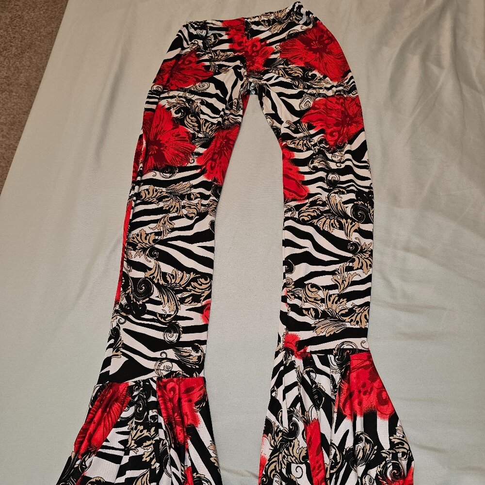 Multi Colored Leggings Bell-Bottom NWOT